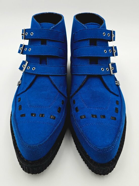 T.U.K. A9616 Electric Blue Vegan Suede High Pointed Creeper Shoes Unisex M11 W13 main image 5